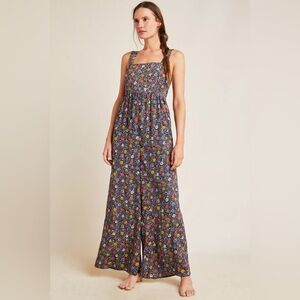 Anthropologie Florentine Quilted Floral Jumpsuit Size M Sleeveless Cottagecore